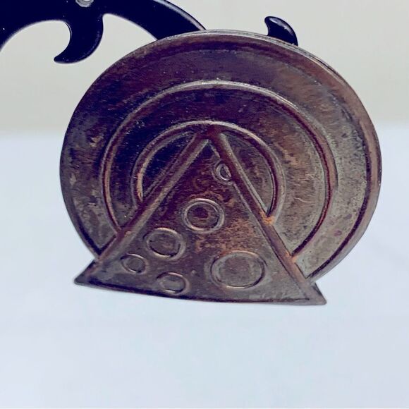 Vintage Art Deco Modernist Copper Pierced Earrings 1.5 “ Gorgeous - Picture 2 of 6